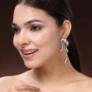 Rhodium Plated Silver Toned Abstract Drip Stylish Earrings