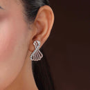 Stylish Twist Rhodium Plated Silver Toned Cubic Zirconia Studded Stud Earrings