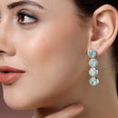 Rhodium Plated Silver Toned with Ocean Blue American Diamonds Dangler earrings