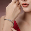 Rhodium Plated Silver Toned Pink Teardrop American Diamond Studded Cuff Bracelet