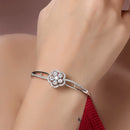 Rhodium Plated Cluster Round White AD Contemporary Cuff Bracelet