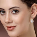 Gold Plated with White Tear Drop Shaped American Diamond Small Drop Earrings