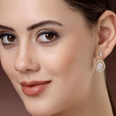 Gold Plated Teardrop White American Diamond Contemporary Drop Earrings