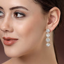 Gold Plated with White Round American Diamond Dangler Earrings