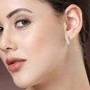 Gold Plated with White American Diamonds Studded Small Ear Cuff Earrings