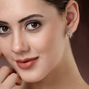 Rhodium Plated with White American Diamond Ear Cuff Earrings