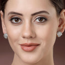 Gold Plated with White American Diamonds Studded Small Ear Cuff Earrings