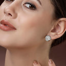 Gold Plated with White American Diamonds Studded Small Ear Cuff Earrings