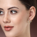 Rhodium Plated with Round Shaped White American Diamond Small Ear Cuff Earrings