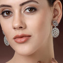 Rhodium Plated Tiny Tear Drops Ocean Blue & White American diamond Small Drop Earrings