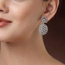 Rhodium Plated Tiny Tear Drops Ocean Blue & White American diamond Small Drop Earrings