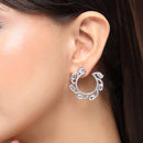 Rhodium Plated Silver Toned White American Diamond Embellished Earrings