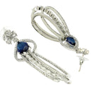 Rhodium Plated Fringed Tassel Blue American Diamond Contemporary Long Drop Earrings