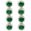 Rhodium Plated Silver Toned with Green American Diamonds Dangler earrings