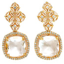 Gold Plated with White American Diamond Small Drop Earrings