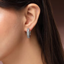 Rhodium Plated Silver Toned Geometric Shaped White American Diamond Studded Hoop Earrings