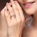 Gold Plated Dual White American Diamond Studded Adjustable Ring