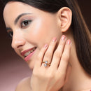 Gold Plated Dual White American Diamond Studded Adjustable Ring