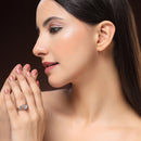 Elegant Gold Plated White American Diamond Studded Sparkling Adjustable Ring