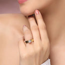 Gold Plated White American Diamond Studded Adjustable Band Ring