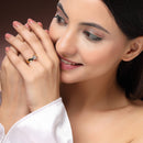 Gold Plated White American Diamond Studded Adjustable Band Ring