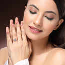 Gold Plated Square Shaped White American Diamond Studded Adjustable Ring