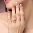 Gold Plated Square Shaped White American Diamond Studded Adjustable Ring