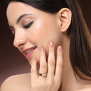 Gold Plated White American Diamond Studded Adjustable Band Ring