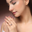 Gold Plated White American Diamond Studded Floral Adjustable Ring