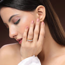 Gold Plated White American Diamond Studded Adjustable Ring