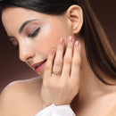 Elegant Gold Plated White American Diamond Studded Adjustable Ring