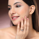 Gold Plated Gold Toned White American Diamond Studded Sparkling Adjustable Ring