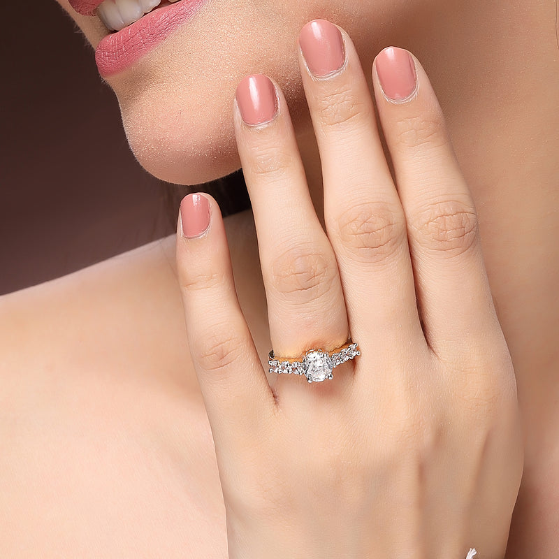 Gold Plated American Diamond Studded Adjustable Ring