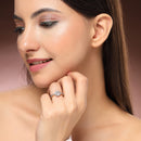 Elegant Gold Plated Round Shaped White American Diamond Studded Adjustable Ring