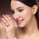 Rhodium Plated Silver Toned White American Diamond Studded Adjustable Band Ring