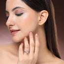 Rhodium Plated Silver Toned White American Diamond Studded Adjustable Ring