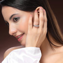 Rhodium Plated Silver Toned  White American Diamond Studded Adjustable Ring