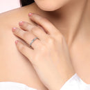 Rhodium Plated Silver Toned Infinity White Cubic Zirconia Studded Adjustable Ring