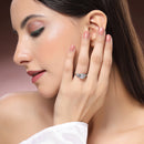 Rhodium Plated Silver Toned Stylish Sleek White American Diamond Studded Adjustable Ring