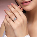 Rhodium Plated Silver Toned Stylish Sleek White American Diamond Studded Adjustable Ring