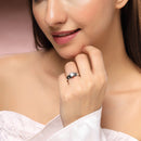 Rhodium Plated Silver Toned White American Diamond Studded Band Adjustable Ring