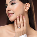 Rhodium Plated Silver Toned American Diamond Studded Adjustable Ring