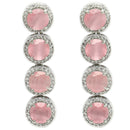 Rhodium Plated Silver Toned with Pink American Diamonds Dangler earrings