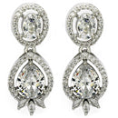 Rhodium Plated with White American Diamond Small Drop Earrings