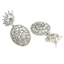 Rhodium Plated Teardrop White American Diamond Contemporary Long Drop Earrings