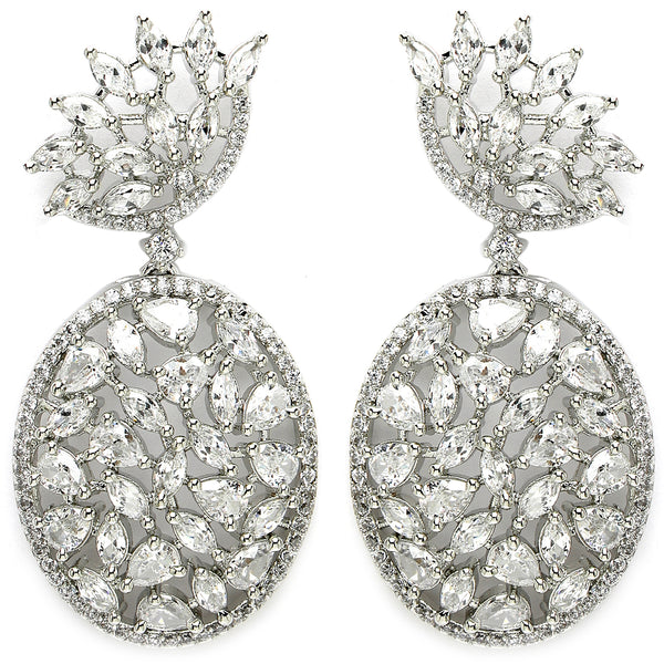 Rhodium Plated Tiny Tear Drops White American diamond Small Drop Earrings