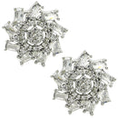 Rhodium Plated Floral Shape White AD Stone Contemporary Studs Earrings