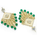 Gold Plated Traditional Handcrafted Pearl Kundan Beaded Chand Bali Earrings