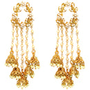 Gold Plated with White Pearl Bedded Handcrafted Jhumka Dangle Earrings