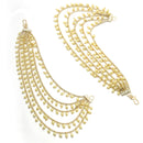 Gold Plated with White Pearls Studded Long Chain Attachment for Earrings